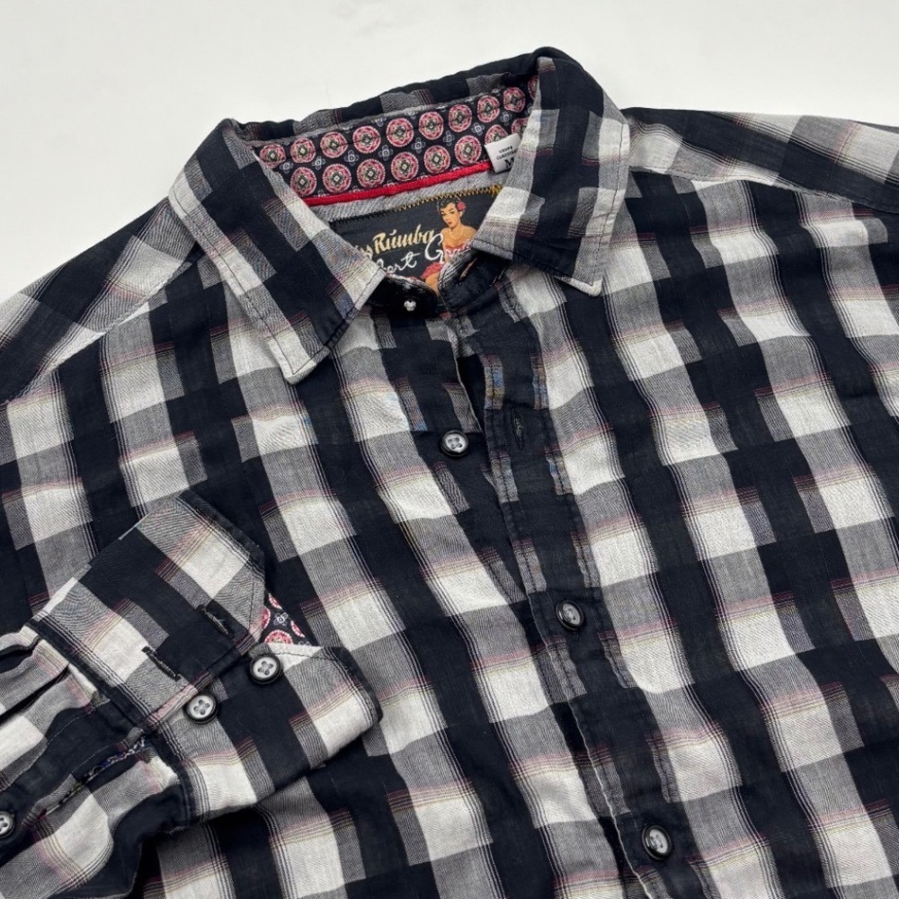 Robert Graham Men's M Miss‎ Rumba Classic Fit Black White Plaid Cotton Shirt